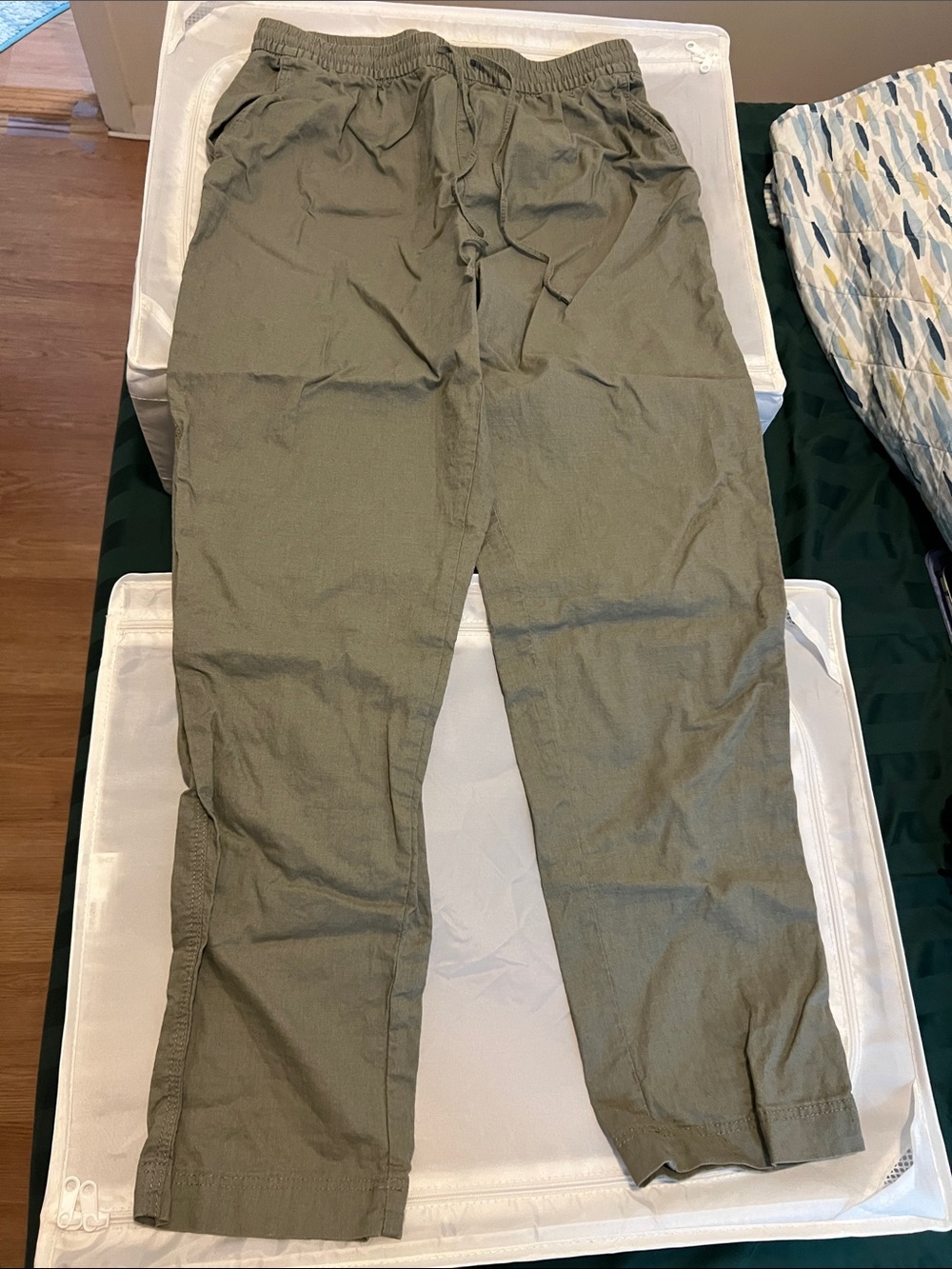 H&M Olive Drawstring Waist Chinos